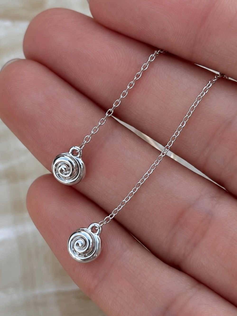 Luv Aj Silver Swirl Threader Drop Earrings